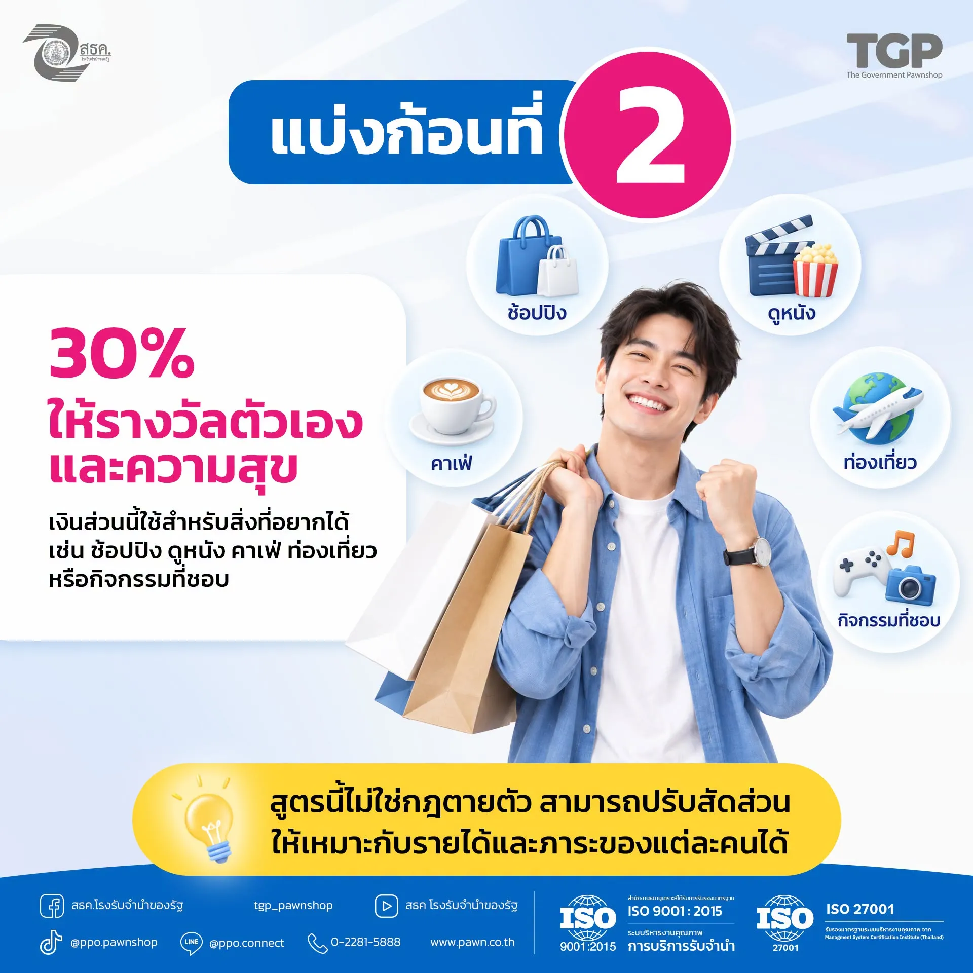 ต้นเดือนแบบนี้ หลายคนน่าจะเพิ่งได้รับเงินเดือนกันมา 💰 เห็นยอดเงินในบัญชีแล้ว อย่าเพิ่งรีบช้อปหรือใช้เพลิน หากไม่อยากมานั่งลุ้นการเงินช่วงปลายเดือน ลองเริ่มง่าย ๆ ด้วยการใช้สูตร 50-30-20 ช่วยให้การเงินเป็นระบบขึ้น