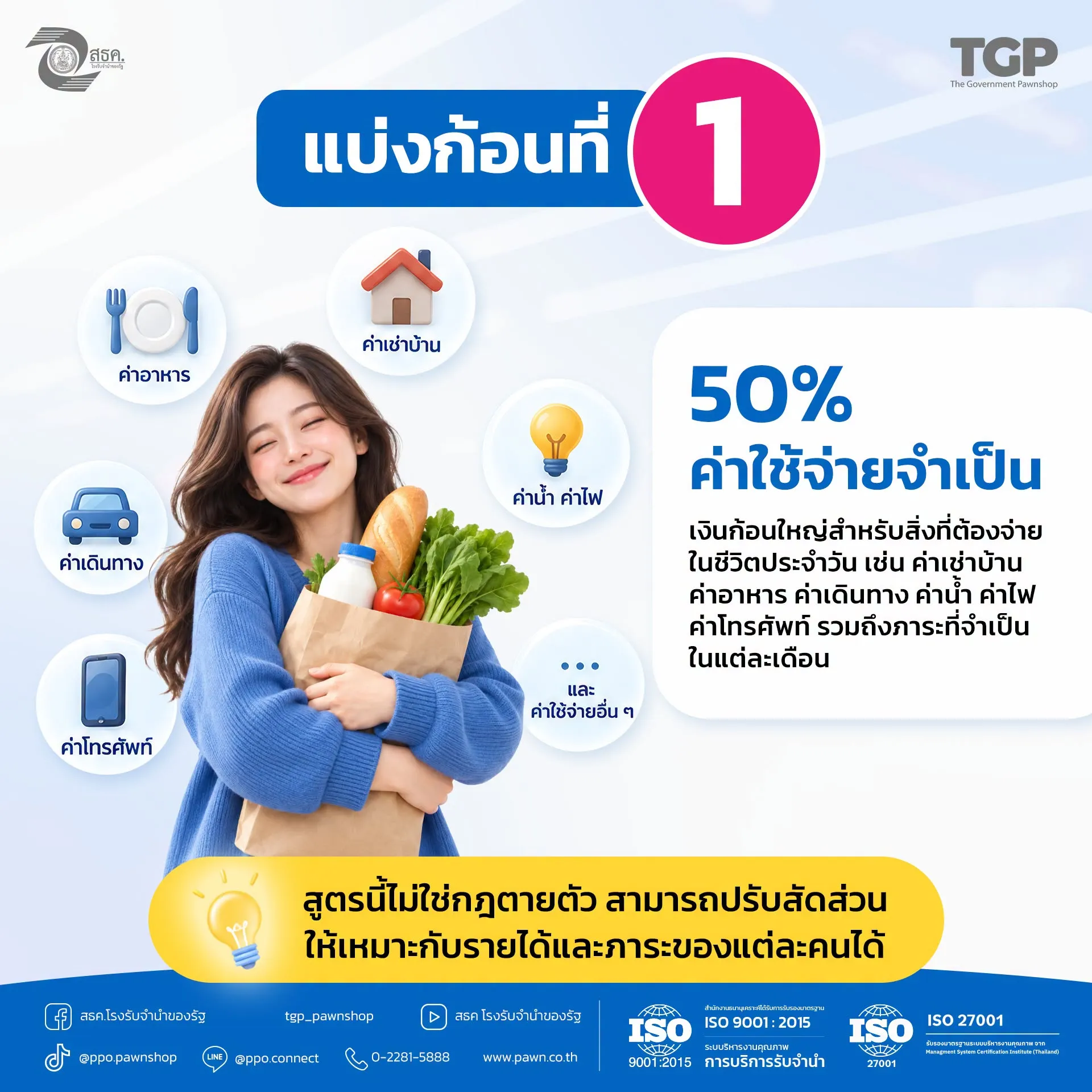 ต้นเดือนแบบนี้ หลายคนน่าจะเพิ่งได้รับเงินเดือนกันมา 💰 เห็นยอดเงินในบัญชีแล้ว อย่าเพิ่งรีบช้อปหรือใช้เพลิน หากไม่อยากมานั่งลุ้นการเงินช่วงปลายเดือน ลองเริ่มง่าย ๆ ด้วยการใช้สูตร 50-30-20 ช่วยให้การเงินเป็นระบบขึ้น